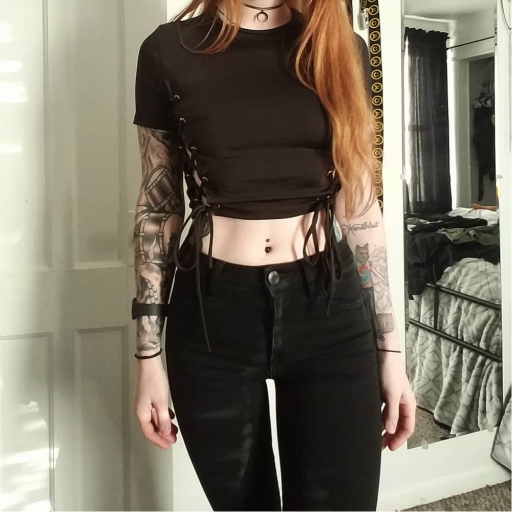 Dolls kill lace up tee.